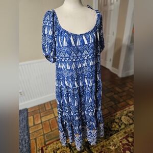 Knox Rose Boho Blue Maxi Dress Large